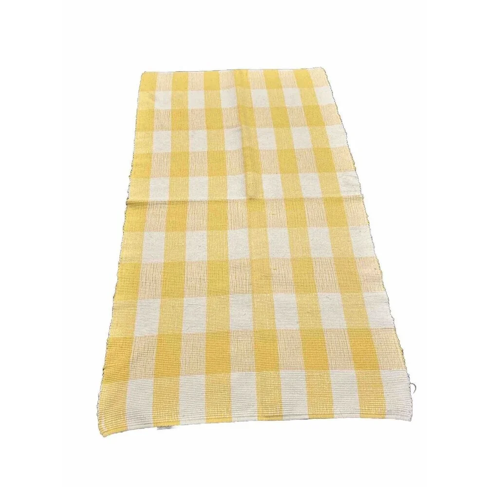 Crate and Barrel plaid farmhouse Yellow White 60 x 34